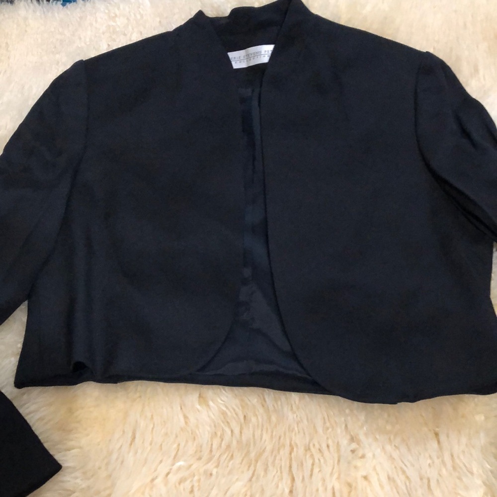 Black silk jacket with embroidered rose on the back